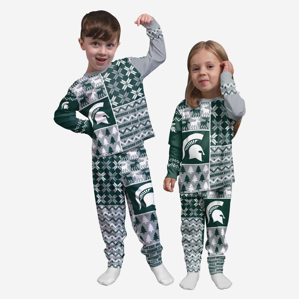 Michigan State Spartans Toddler Busy Block Family Holiday Pajamas FOCO 2T - FOCO.com