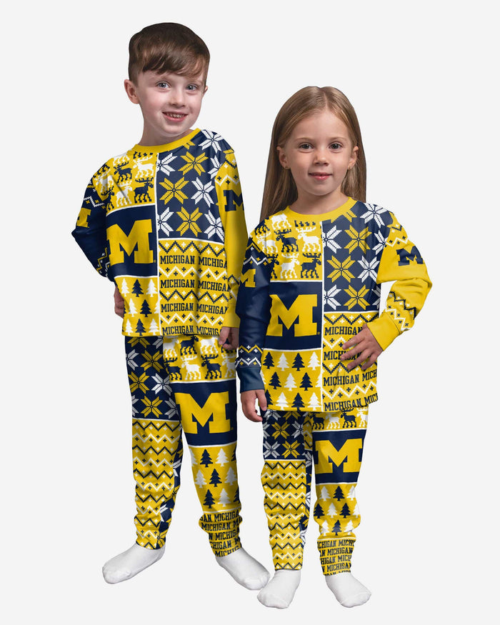 Michigan Wolverines Toddler Busy Block Family Holiday Pajamas FOCO 2T - FOCO.com