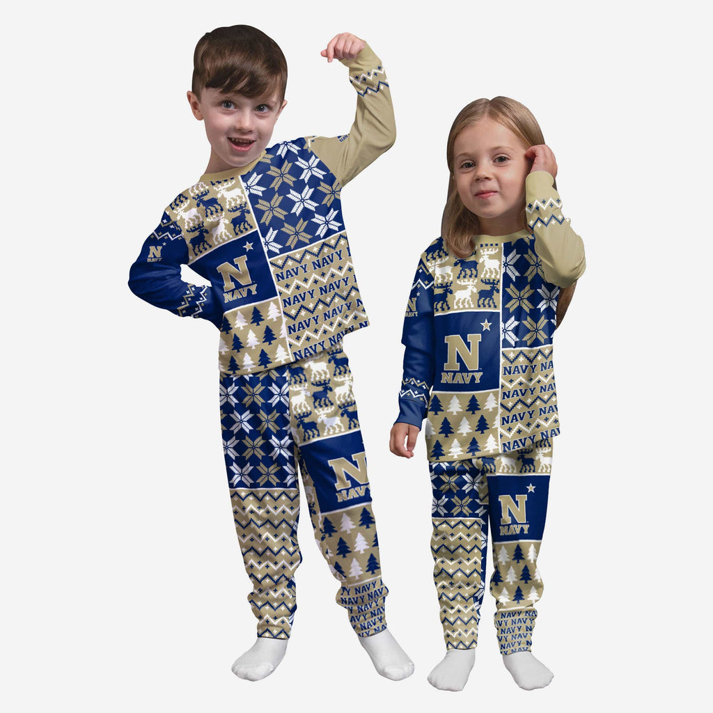 Navy Midshipmen Toddler Busy Block Family Holiday Pajamas FOCO 2T - FOCO.com