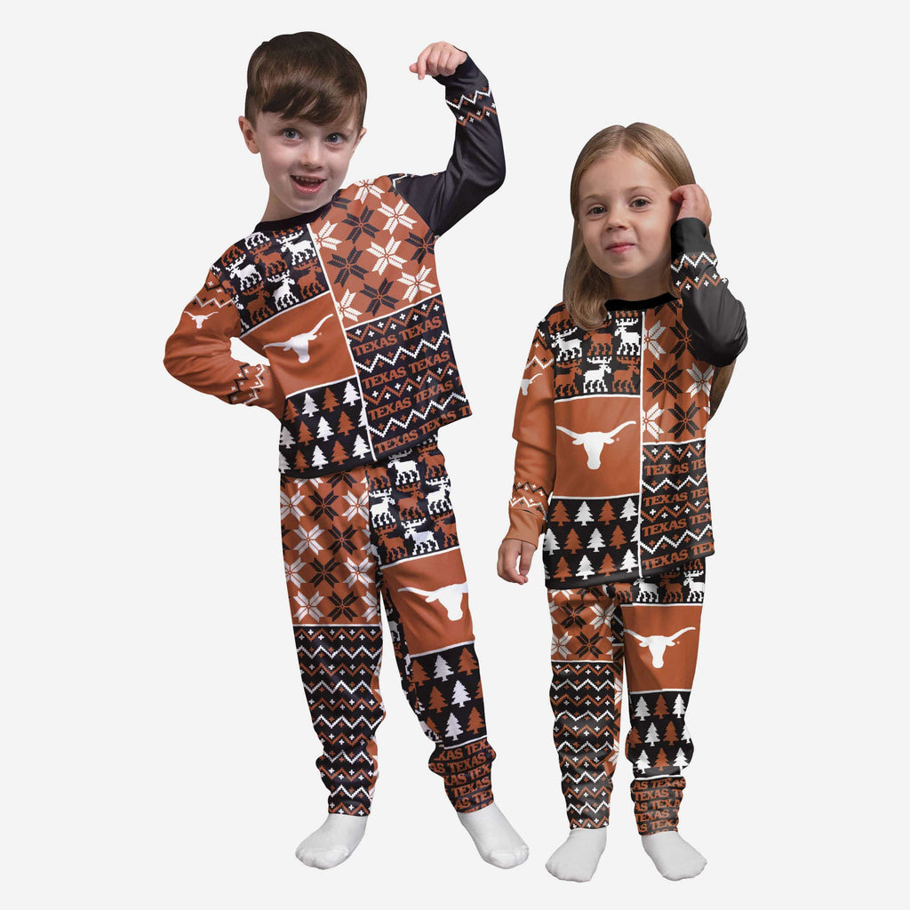Texas Longhorns Toddler Busy Block Family Holiday Pajamas FOCO 2T - FOCO.com