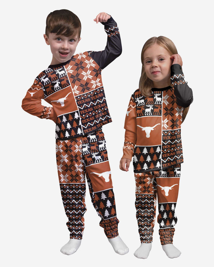 Texas Longhorns Toddler Busy Block Family Holiday Pajamas FOCO 2T - FOCO.com