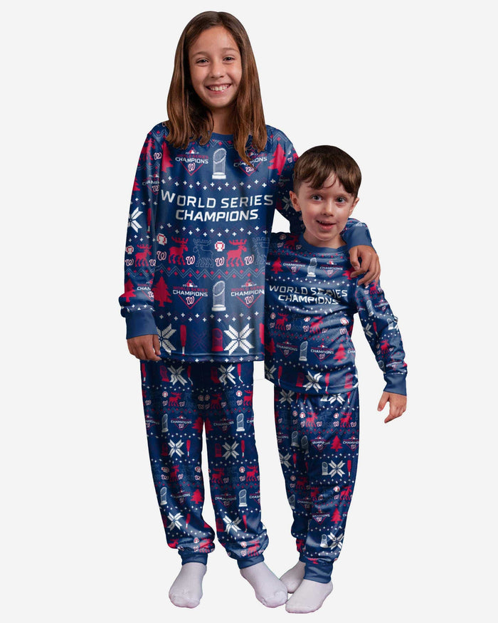 Washington Nationals 2019 World Series Champions Youth Family Holiday Pajamas FOCO 4 - FOCO.com
