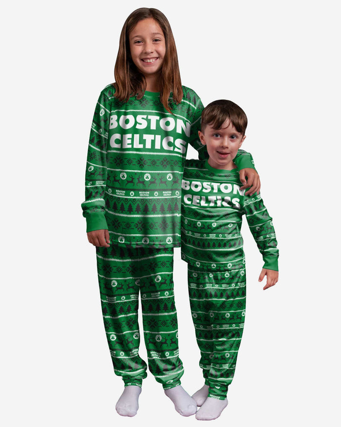 Boston Celtics Youth Family Holiday Pajamas FOCO 8 (S) - FOCO.com
