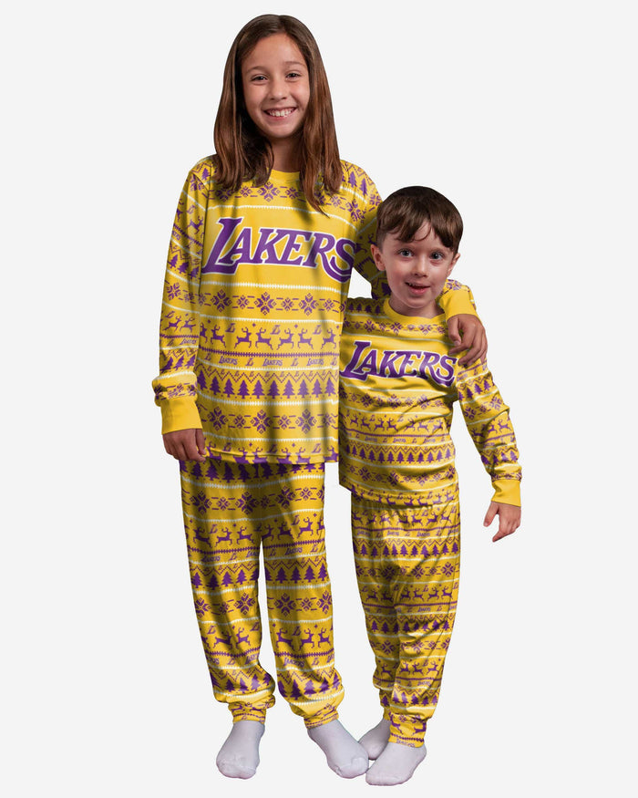 Los Angeles Lakers Youth Family Holiday Pajamas FOCO 8 (S) - FOCO.com
