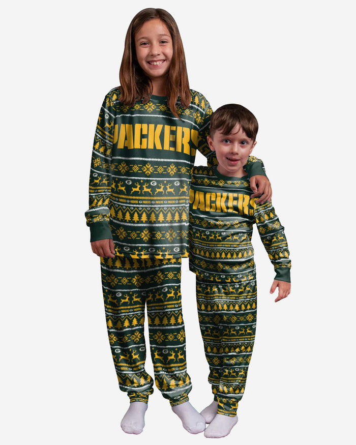 Green Bay Packers Youth Family Holiday Pajamas FOCO 4 - FOCO.com