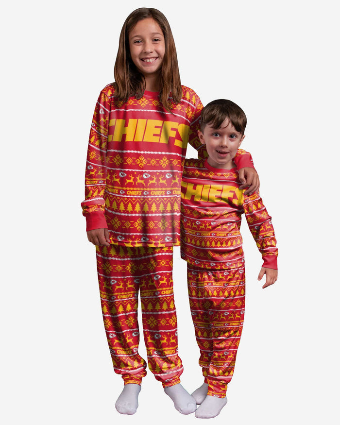 Kansas City Chiefs Youth Family Holiday Pajamas FOCO 4 - FOCO.com