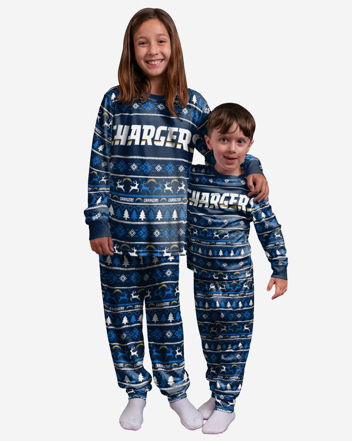 Los Angeles Chargers Youth Family Holiday Pajamas FOCO 4 - FOCO.com