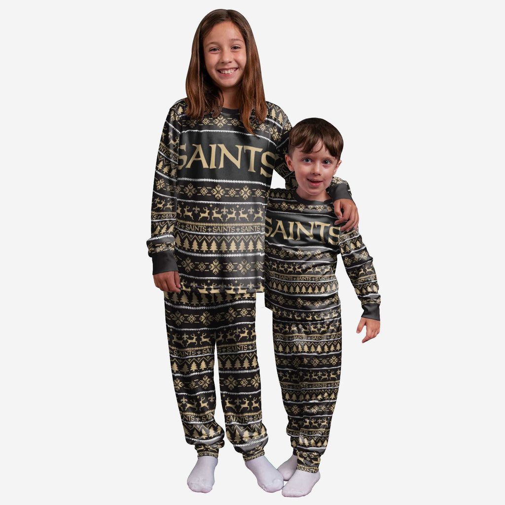New Orleans Saints Youth Family Holiday Pajamas FOCO 4 - FOCO.com
