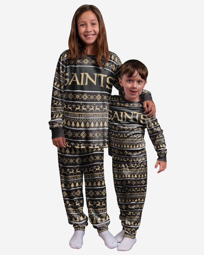New Orleans Saints Youth Family Holiday Pajamas FOCO 4 - FOCO.com