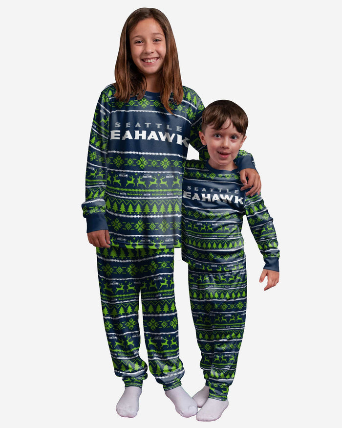 Seattle Seahawks Youth Family Holiday Pajamas FOCO 4 - FOCO.com