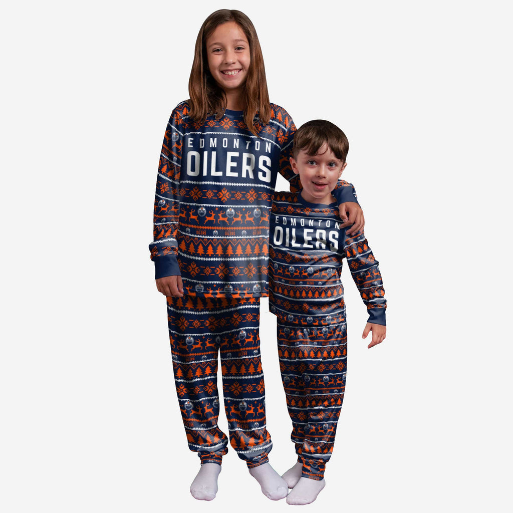 Edmonton Oilers Youth Family Holiday Pajamas FOCO - FOCO.com