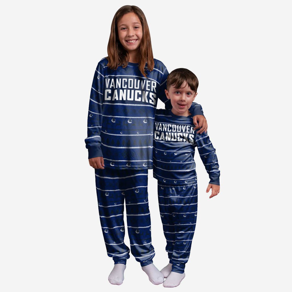 Vancouver Canucks Youth Family Holiday Pajamas FOCO - FOCO.com