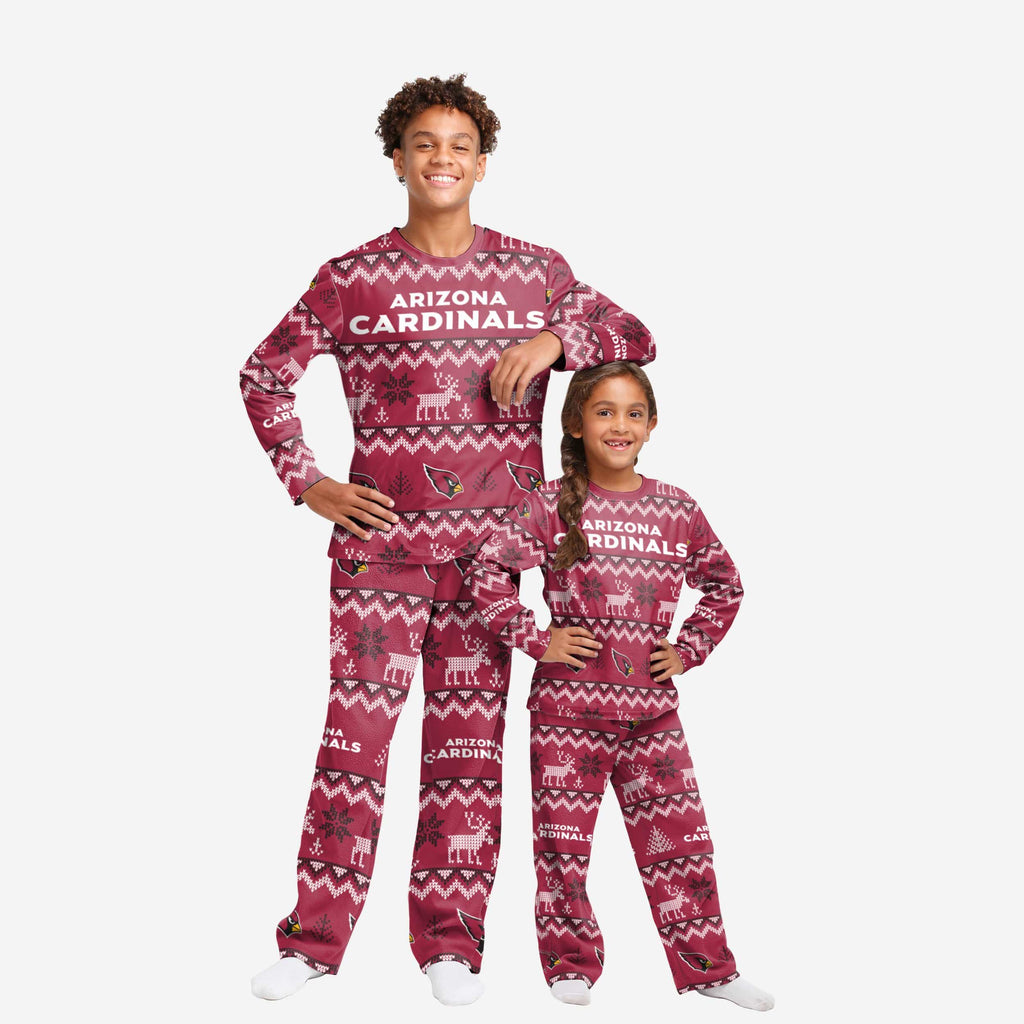 Arizona Cardinals Youth Ugly Pattern Family Holiday Pajamas FOCO 4 - FOCO.com