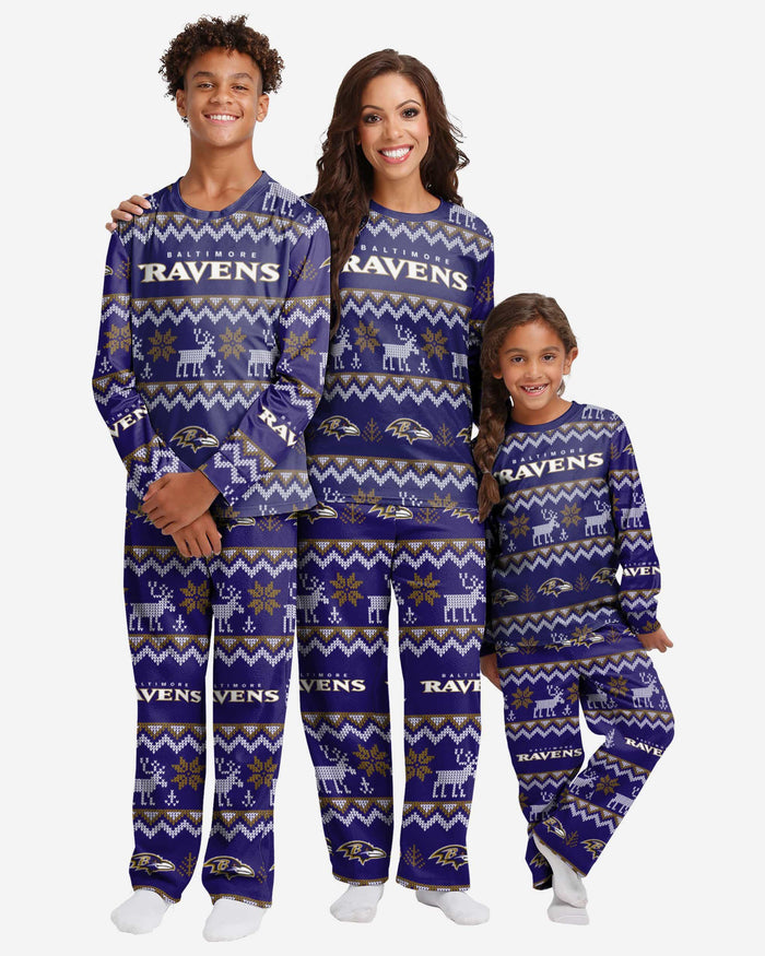 Baltimore Ravens Youth Ugly Pattern Family Holiday Pajamas FOCO - FOCO.com