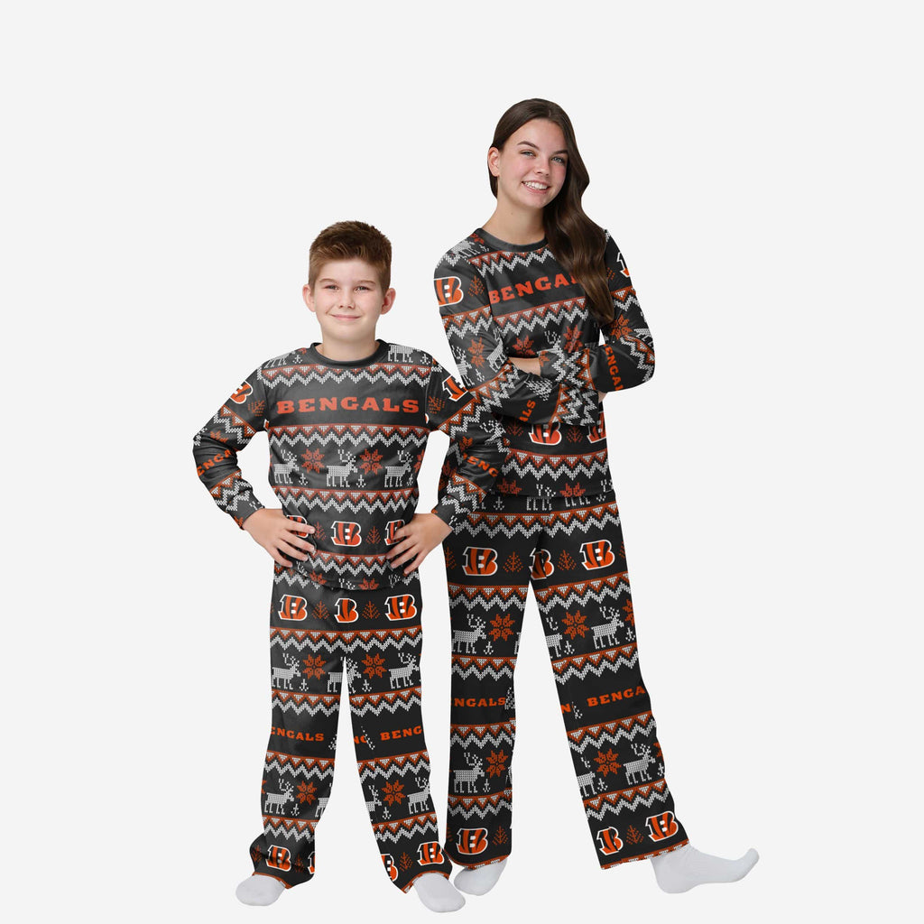 Cincinnati Bengals Youth Ugly Pattern Family Holiday Pajamas FOCO 4 - FOCO.com