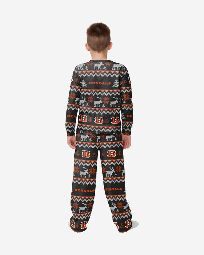 Cincinnati Bengals Youth Ugly Pattern Family Holiday Pajamas FOCO - FOCO.com