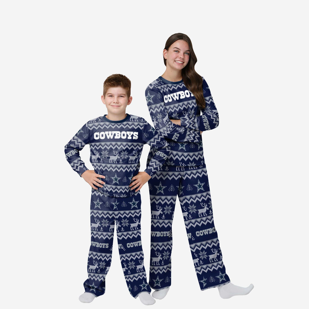 Dallas Cowboys Youth Ugly Pattern Family Holiday Pajamas FOCO 4 - FOCO.com