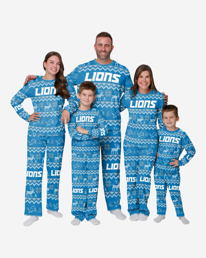 Detroit Lions Youth Ugly Pattern Family Holiday Pajamas FOCO - FOCO.com