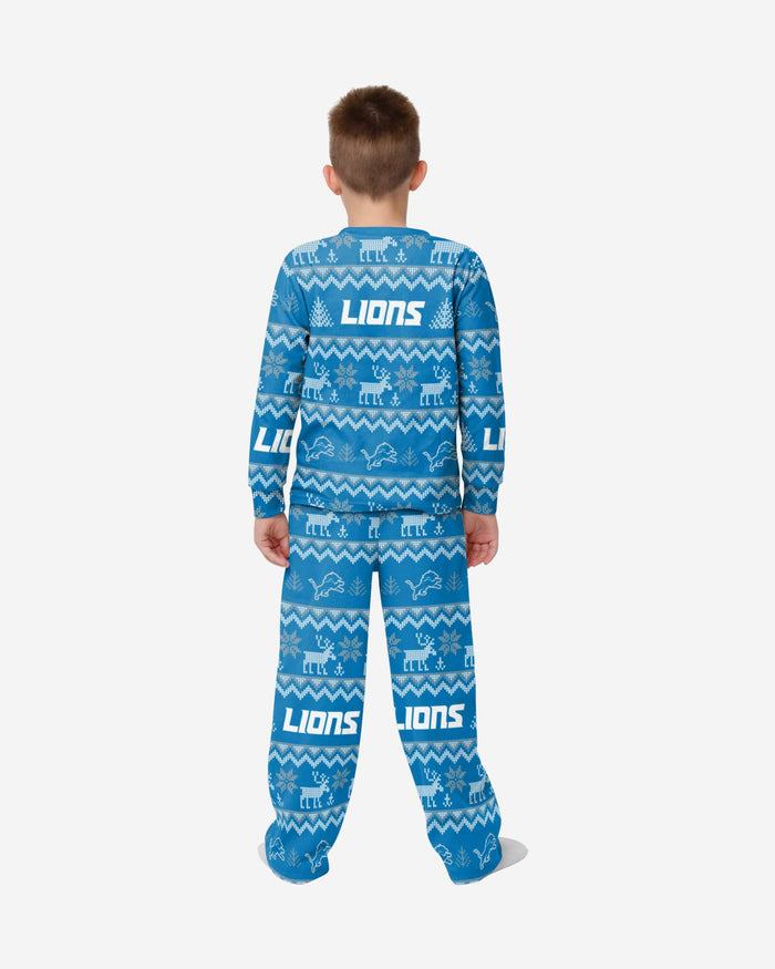 Detroit Lions Youth Ugly Pattern Family Holiday Pajamas FOCO - FOCO.com