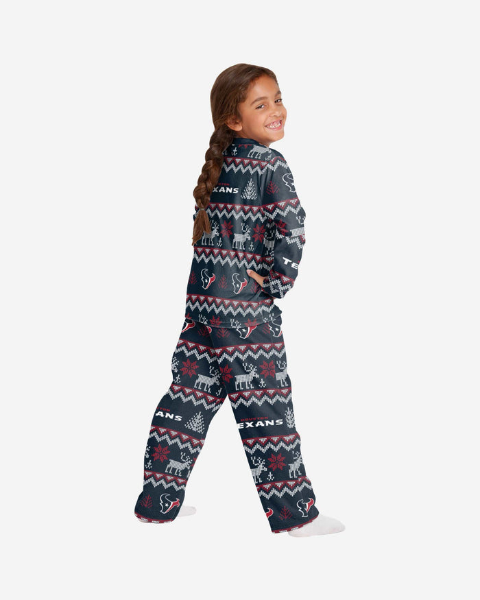 Houston Texans Youth Ugly Pattern Family Holiday Pajamas FOCO - FOCO.com