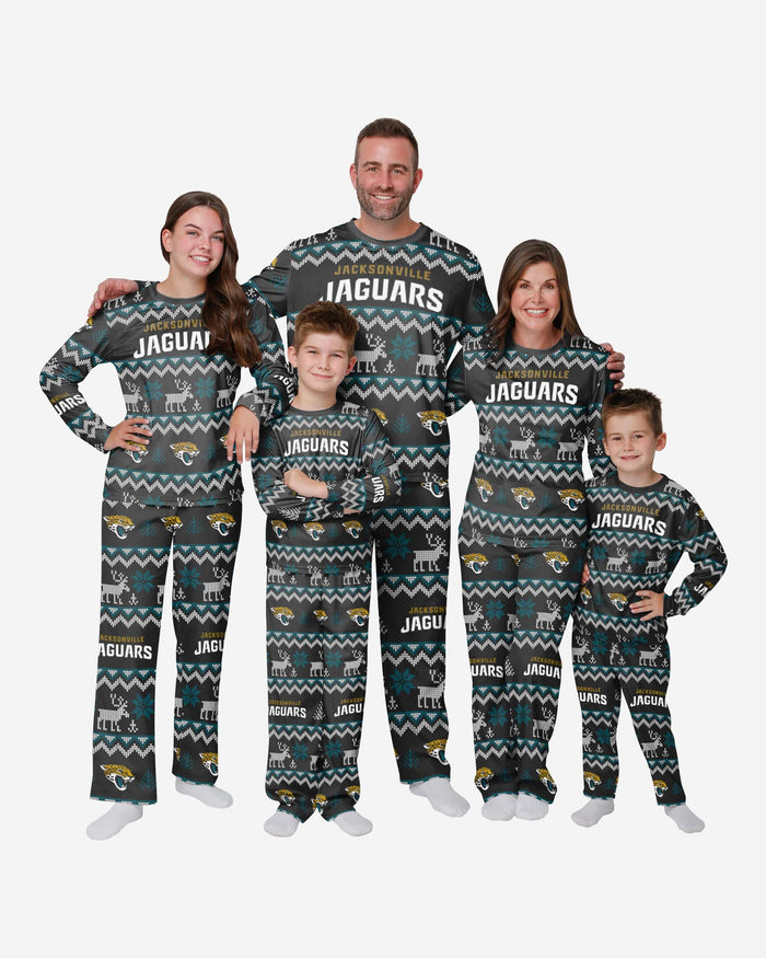 Jacksonville Jaguars Youth Ugly Pattern Family Holiday Pajamas FOCO - FOCO.com