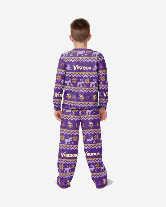 Minnesota Vikings Youth Ugly Pattern Family Holiday Pajamas FOCO - FOCO.com