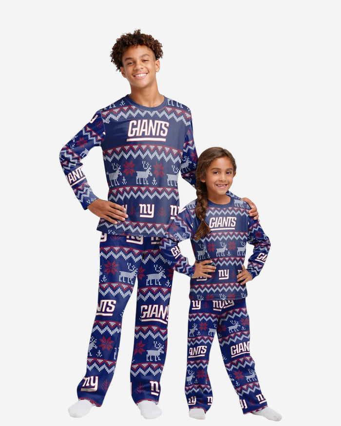 New York Giants Youth Ugly Pattern Family Holiday Pajamas FOCO 4 - FOCO.com