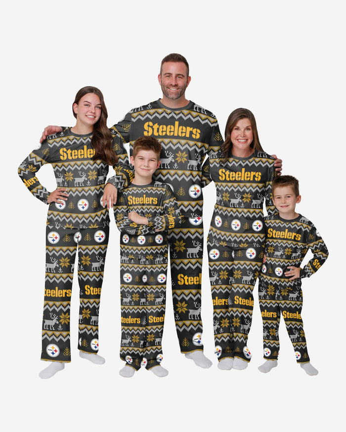 Pittsburgh Steelers Youth Ugly Pattern Family Holiday Pajamas FOCO - FOCO.com