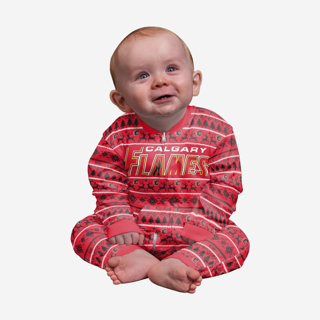 Calgary Flames Infant Family Holiday Pajamas FOCO 12 mo - FOCO.com