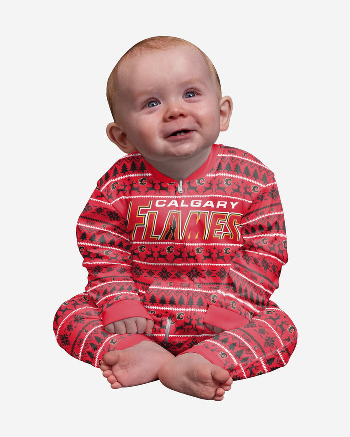 Calgary Flames Infant Family Holiday Pajamas FOCO 12 mo - FOCO.com