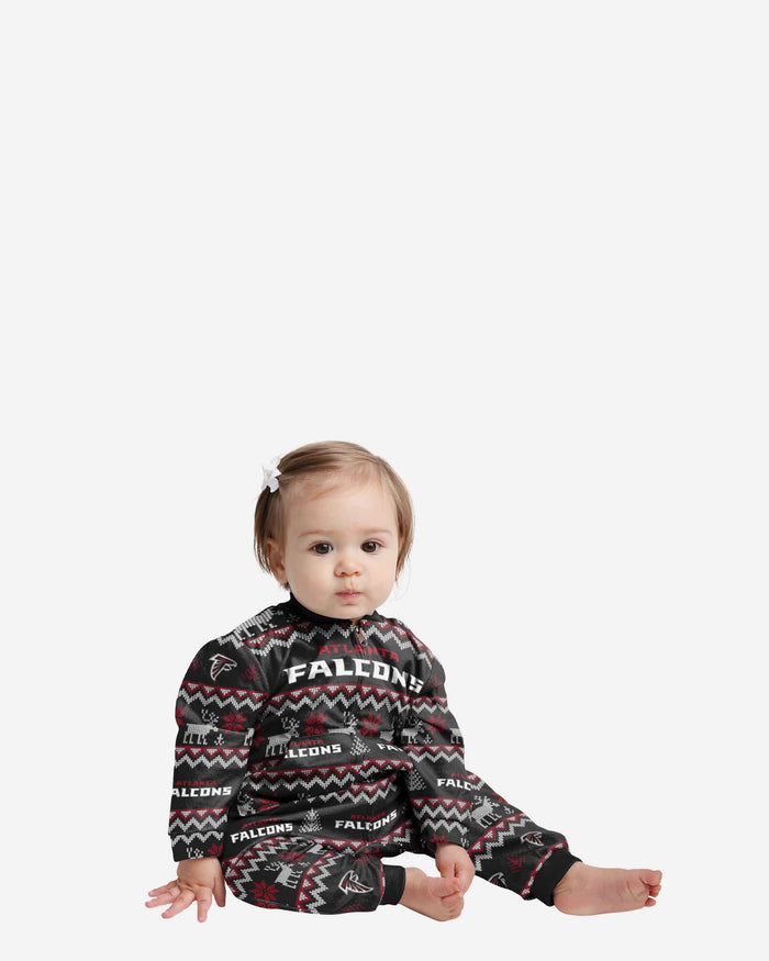 Atlanta Falcons Infant Ugly Pattern Family Holiday Pajamas FOCO 12 mo - FOCO.com