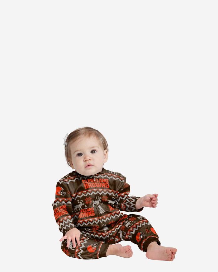 Cleveland Browns Infant Ugly Pattern Family Holiday Pajamas FOCO 12 mo - FOCO.com