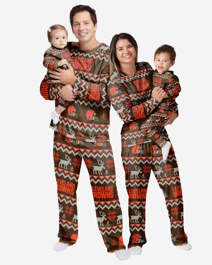Cleveland Browns Infant Ugly Pattern Family Holiday Pajamas FOCO - FOCO.com