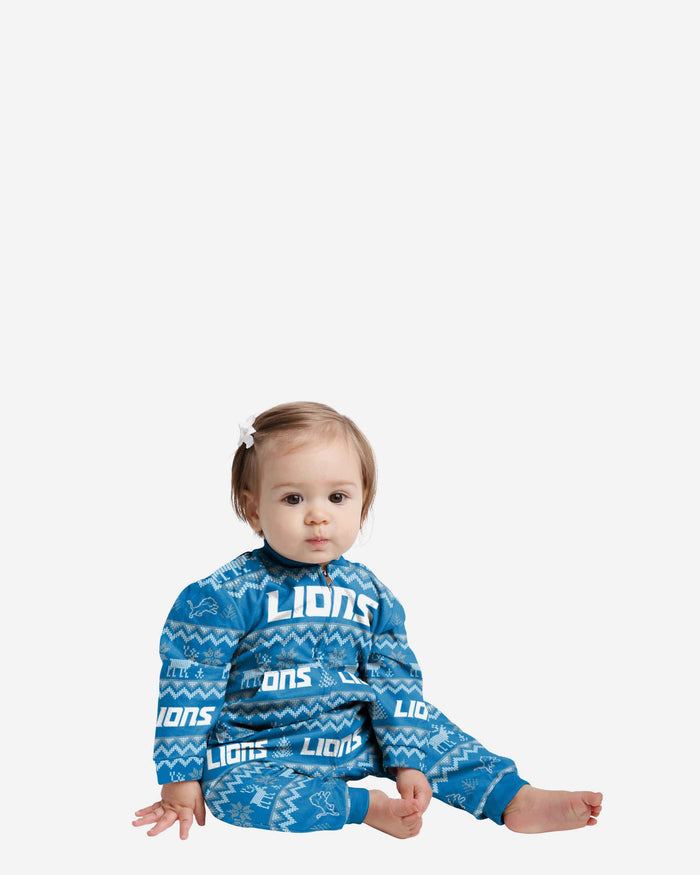 Detroit Lions Infant Ugly Pattern Family Holiday Pajamas FOCO 12 mo - FOCO.com