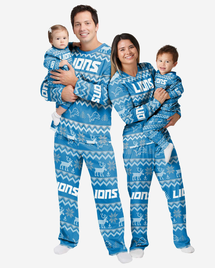 Detroit Lions Infant Ugly Pattern Family Holiday Pajamas FOCO - FOCO.com