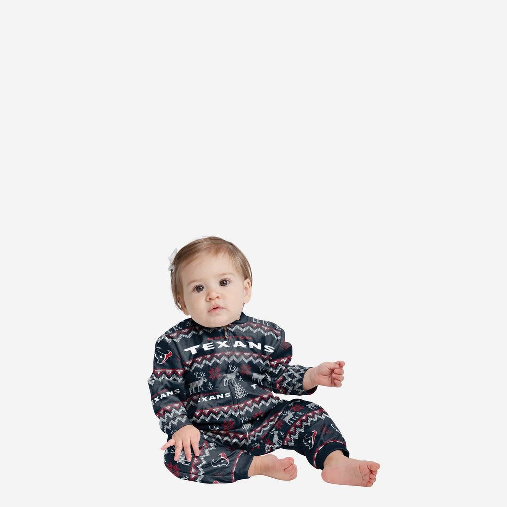 Houston Texans Infant Ugly Pattern Family Holiday Pajamas FOCO 12 mo - FOCO.com