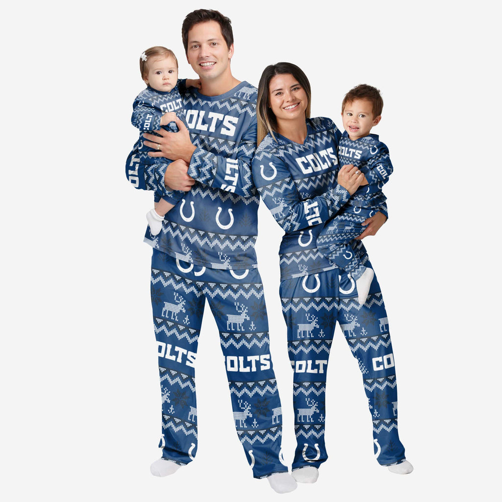 Indianapolis Colts Infant Ugly Pattern Family Holiday Pajamas FOCO