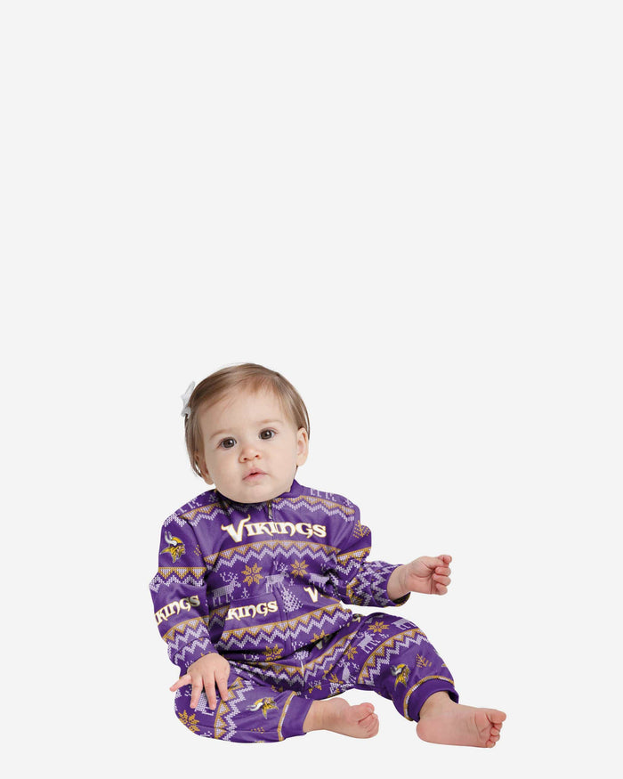 Minnesota Vikings Infant Ugly Pattern Family Holiday Pajamas FOCO 12 mo - FOCO.com