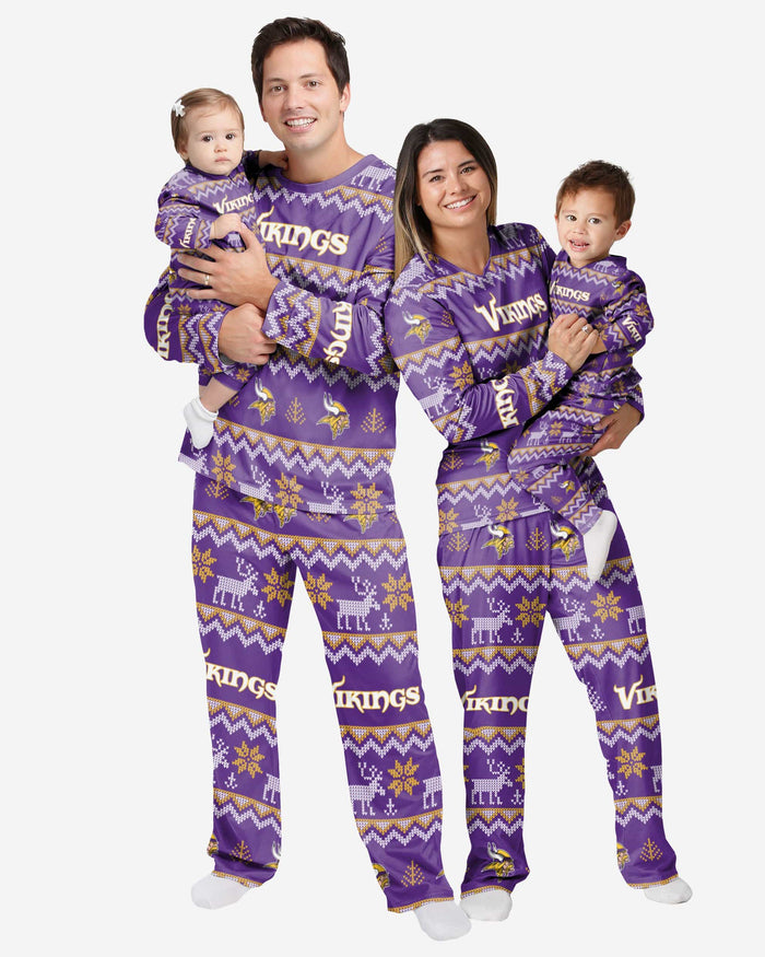 Minnesota Vikings Infant Ugly Pattern Family Holiday Pajamas FOCO - FOCO.com