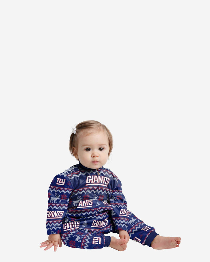 New York Giants Infant Ugly Pattern Family Holiday Pajamas FOCO 12 mo - FOCO.com
