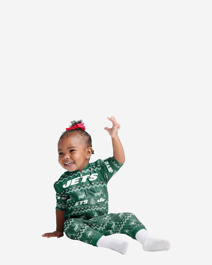 New York Jets Infant Ugly Pattern Family Holiday Pajamas FOCO 12 mo - FOCO.com