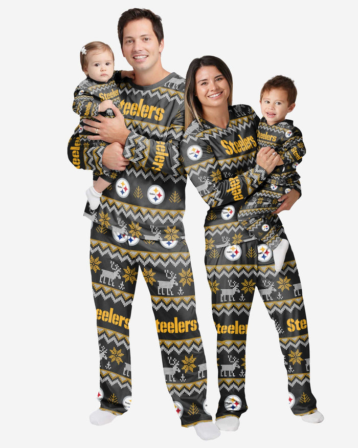 Pittsburgh Steelers Infant Ugly Pattern Family Holiday Pajamas FOCO - FOCO.com