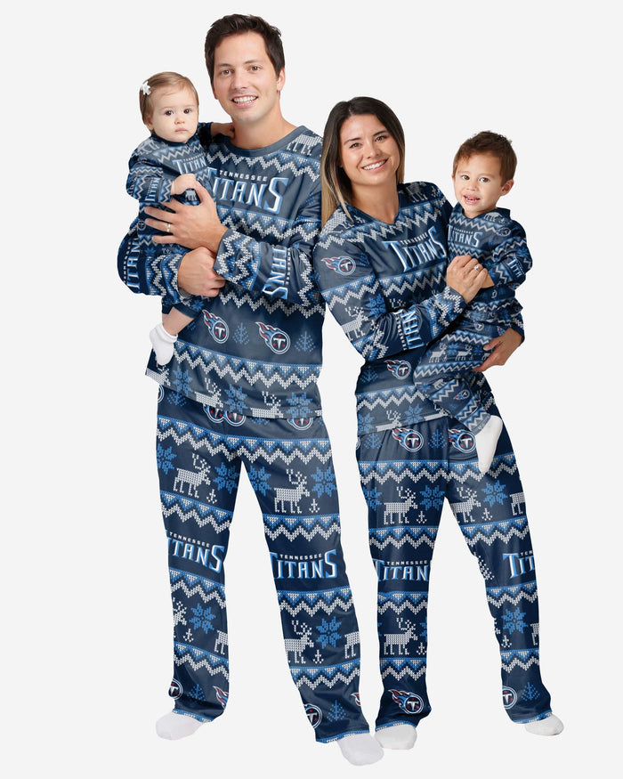 Tennessee Titans Infant Ugly Pattern Family Holiday Pajamas FOCO - FOCO.com