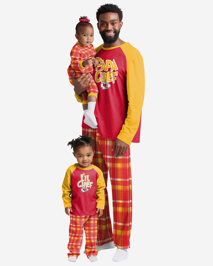 Kansas City Chiefs Infant Plaid Family Holiday Pajamas FOCO - FOCO.com
