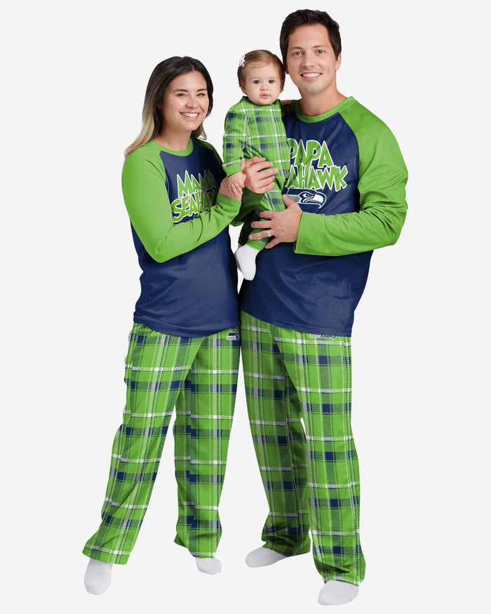 Seattle Seahawks Infant Plaid Family Holiday Pajamas FOCO - FOCO.com