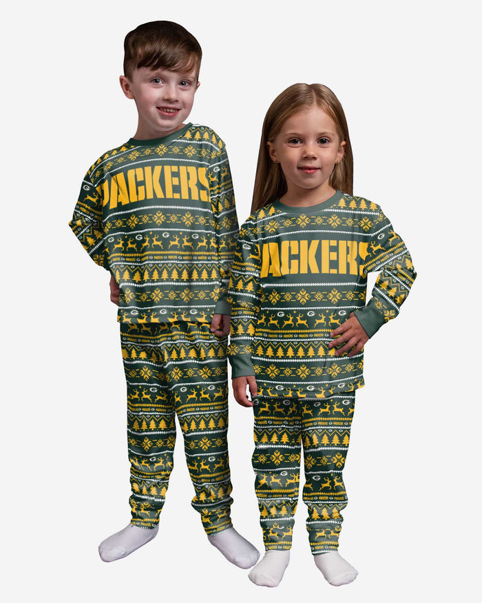 Green Bay Packers Toddler Family Holiday Pajamas FOCO 2T - FOCO.com