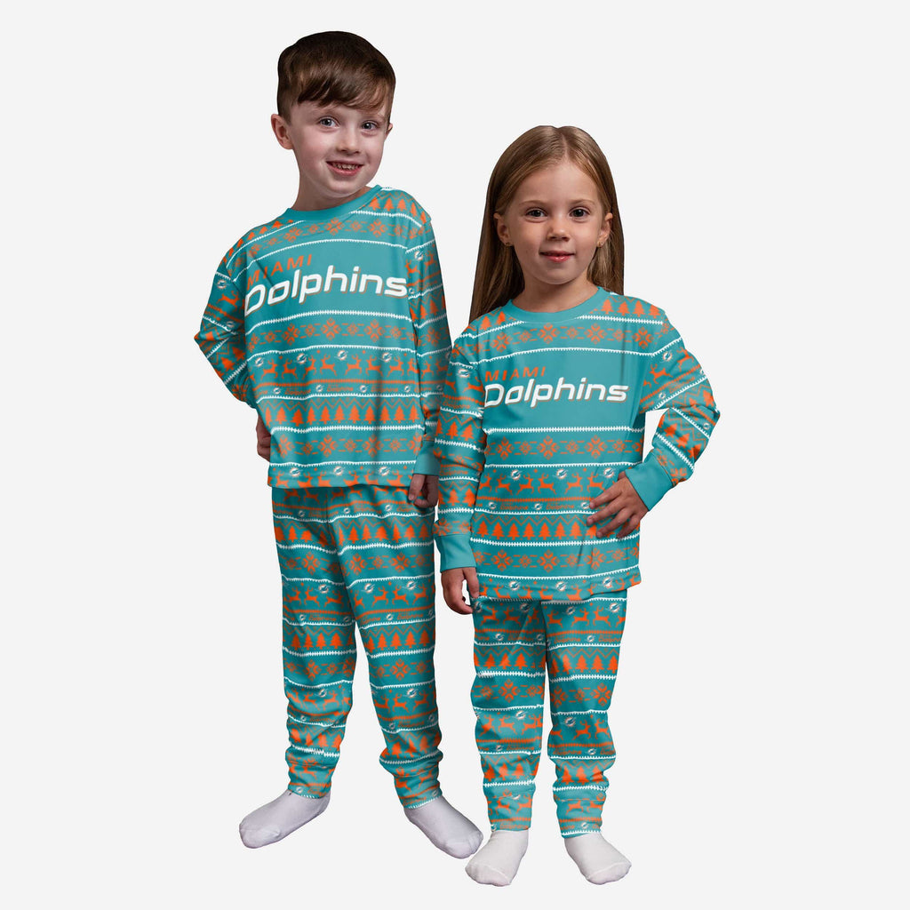 Miami Dolphins Toddler Family Holiday Pajamas FOCO 2T - FOCO.com