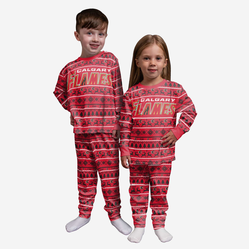 Calgary Flames Toddler Family Holiday Pajamas FOCO 2T - FOCO.com
