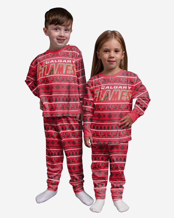 Calgary Flames Toddler Family Holiday Pajamas FOCO 2T - FOCO.com