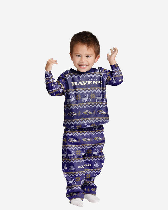 Baltimore Ravens Toddler Ugly Pattern Family Holiday Pajamas FOCO 2T - FOCO.com